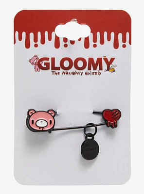 Gloomy Bear Enamel Safety Pin