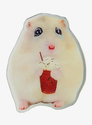 Crying Hamster Frappuccino Pin