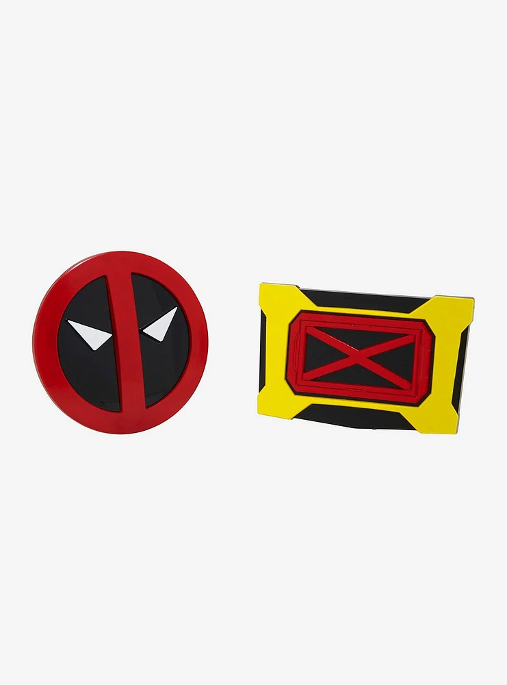 Marvel Deadpool & Wolverine Belt Buckle Symbols Magnetic Pin Set