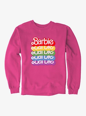 Barbie Text Rainbow Stack Sweatshirt