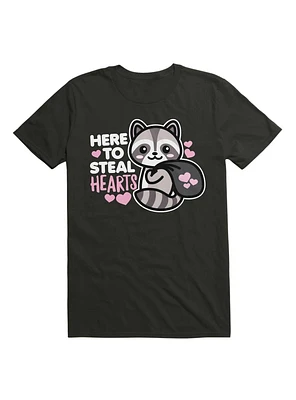 Here to Steal Hearts Cute Kawaii Racoon T-Shirt