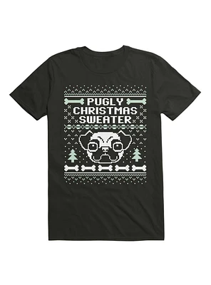 Pugly Christmas Sweater Pug Lovers Design T-Shirt