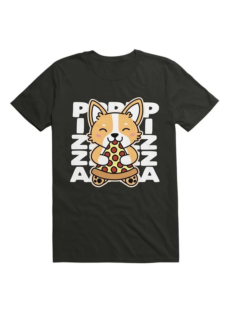 Corgi Eating Pizza Cute Dog Kawaii Food T-Shirt