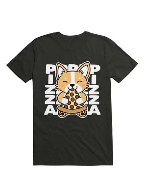 Corgi Eating Pizza Cute Dog Kawaii Food T-Shirt