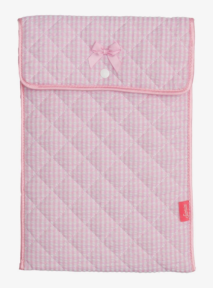 Sonix Pink Gingham Quilted Laptop Sleeve