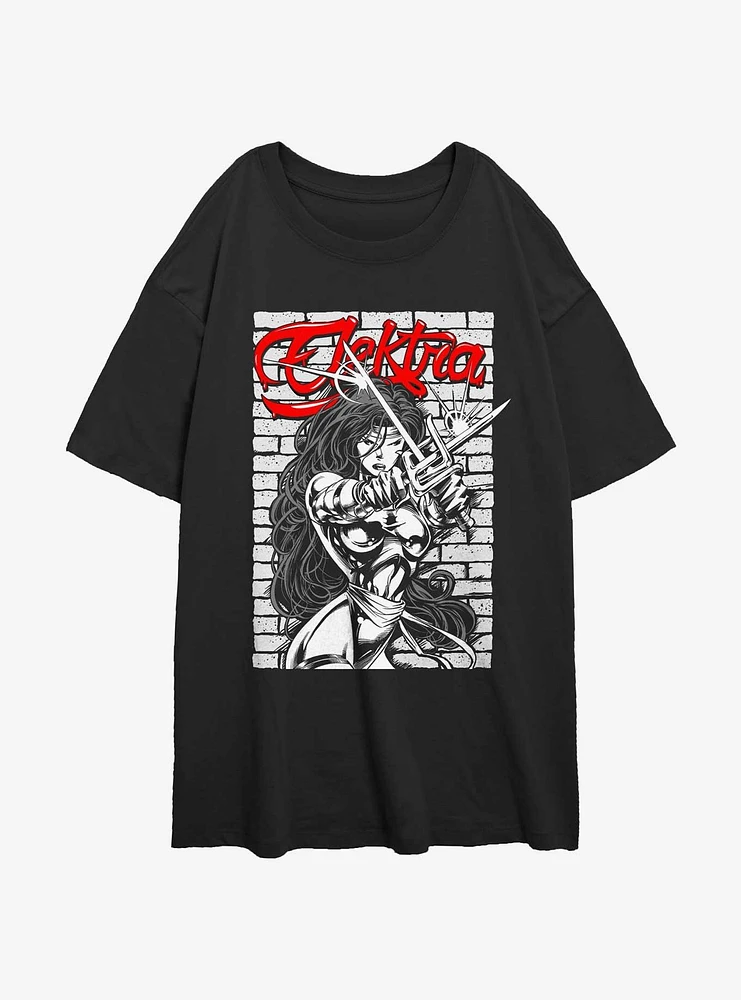 Marvel Elektra Dangerous Beauty Womens Oversized T-Shirt