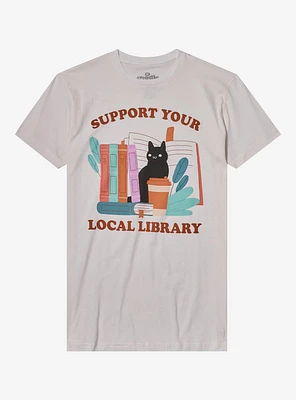 Support Your Local Library Cat T-Shirt By Goodie Two Sleeves