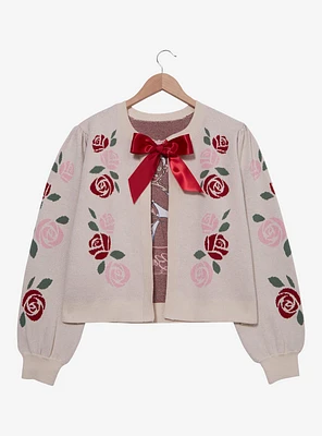 Disney Beauty and the Beast Rose Bow Tie Women's Plus Cardigan — BoxLunch Exclusive