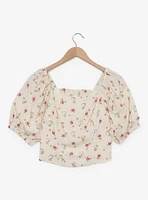 Disney Beauty and the Beast Chip & Roses Allover Print Women's Plus Crop Top - BoxLunch Exclusive