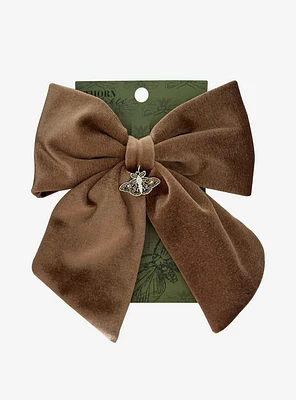 Thorn & Fable Brown Velvet Moth Bow Hair Clip