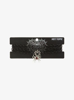 Spiderweb Heart & Spider Tattoo Choker Set