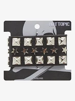 Pyramid Stud Star Faux Leather Bracelet Cuff