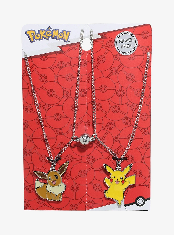 Pokemon Pikachu & Eevee Magnet Best Friend Necklace Set