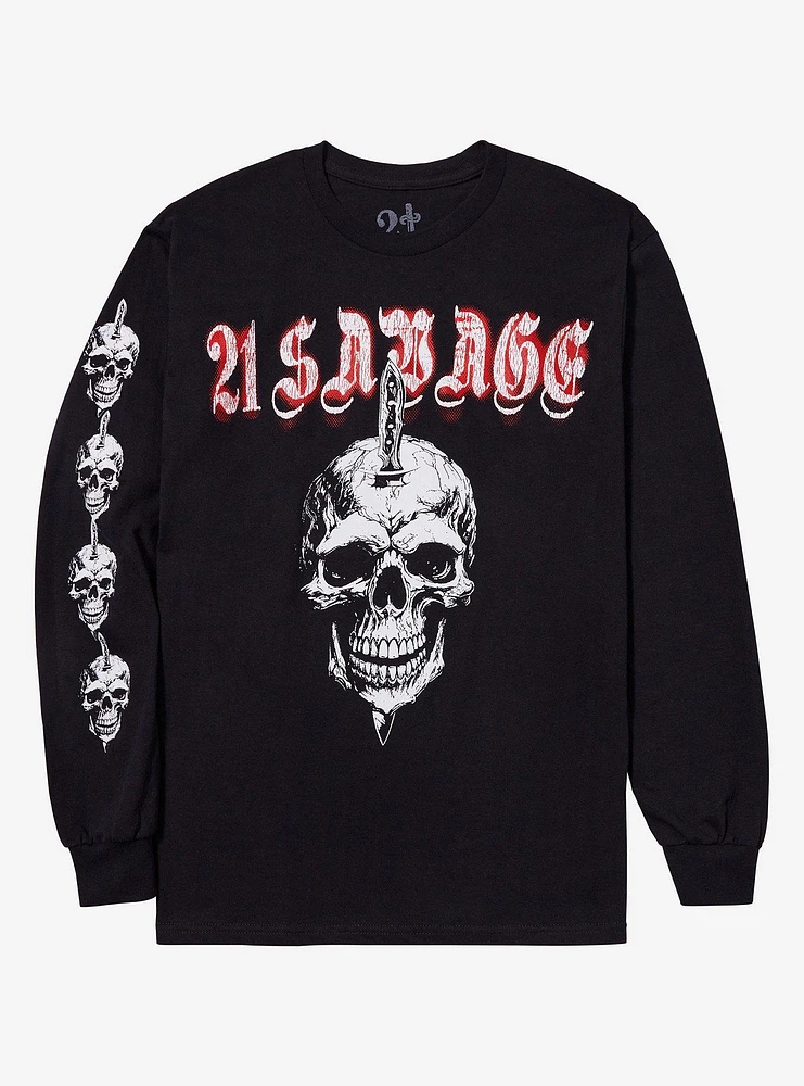 21 Savage Sword Skull Long-Sleeve T-Shirt