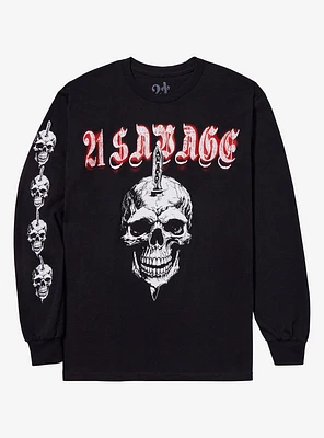 21 Savage Sword Skull Long-Sleeve T-Shirt