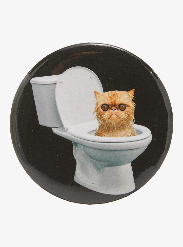 Cat In Toilet 3 Inch Button