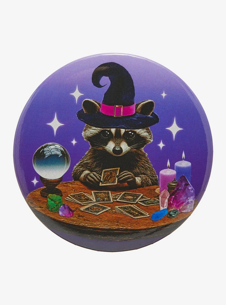 Mystical Raccoon Wizard 3 Inch Button