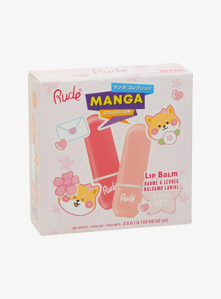 Rude Cosmetics Manga Collection Watermelon & Peach Lip Balm Set