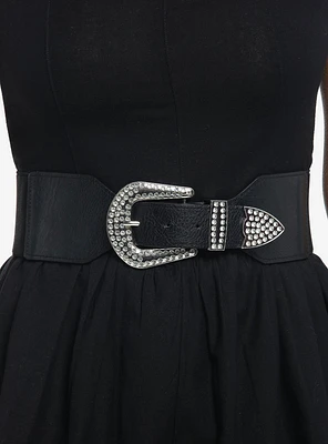 Western Rhinestone Wide Belt