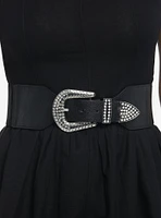 Western Rhinestone Wide Belt