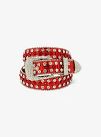 Red Bling Western Belt