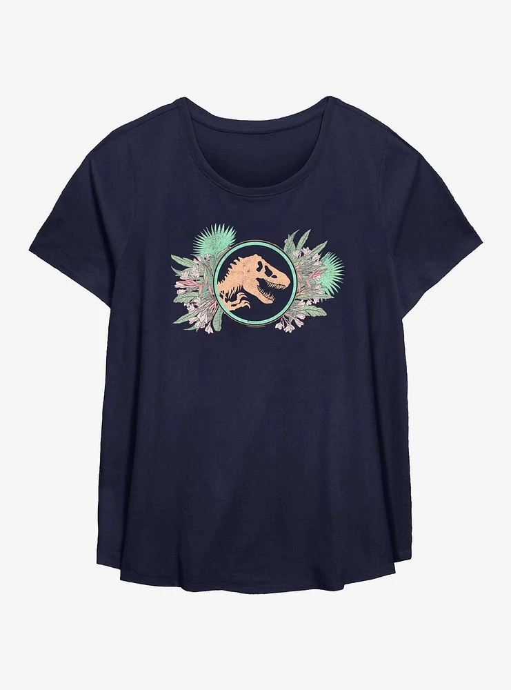 Jurassic Park Floral Burst Girls T-Shirt Plus