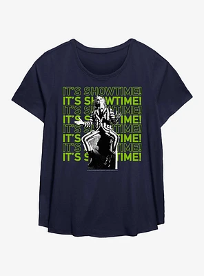 Beetlejuice It's Showtime Repeating Text Girls T-Shirt Plus