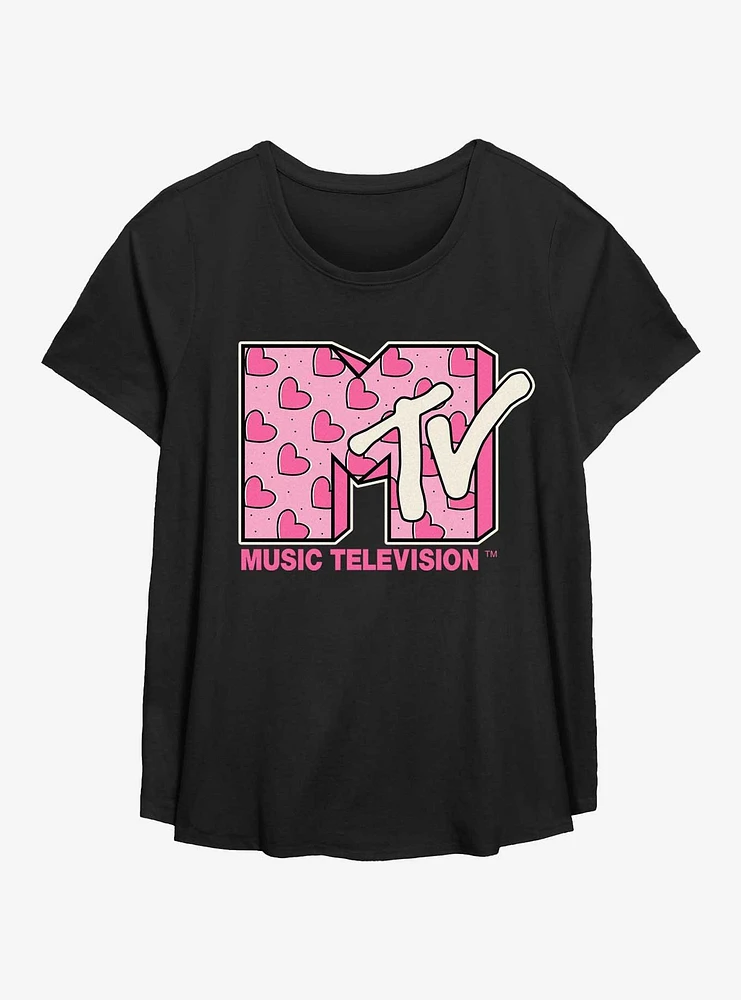 MTV Heart Diagonal Girls T-Shirt Plus