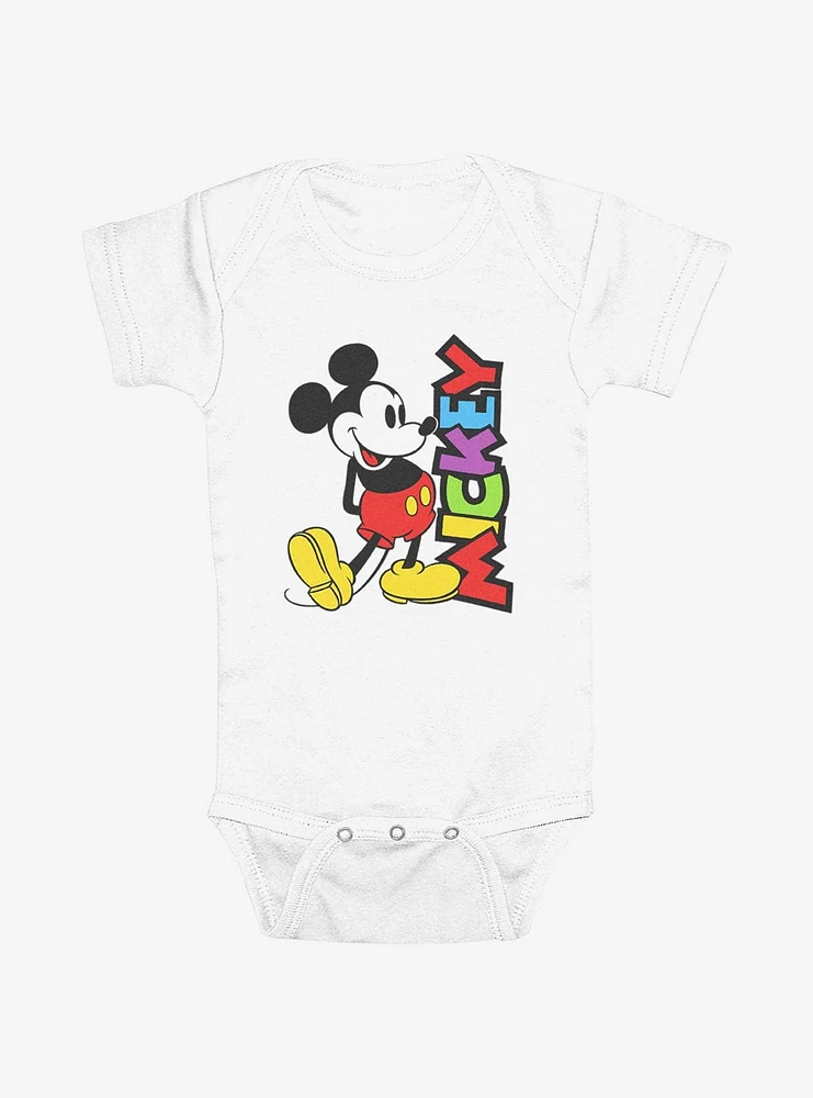 Disney Mickey Mouse Portrait Name Stance Infant Bodysuit