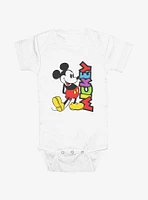 Disney Mickey Mouse Portrait Name Stance Infant Bodysuit