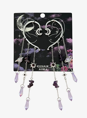 Cosmic Aura Celestial Amethyst Ear Cuffs