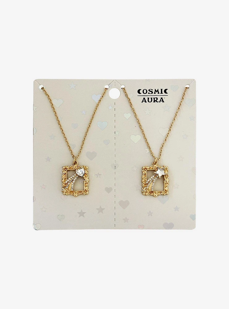 Cosmic Aura Shooting Star Frame Best Friend Necklace Set