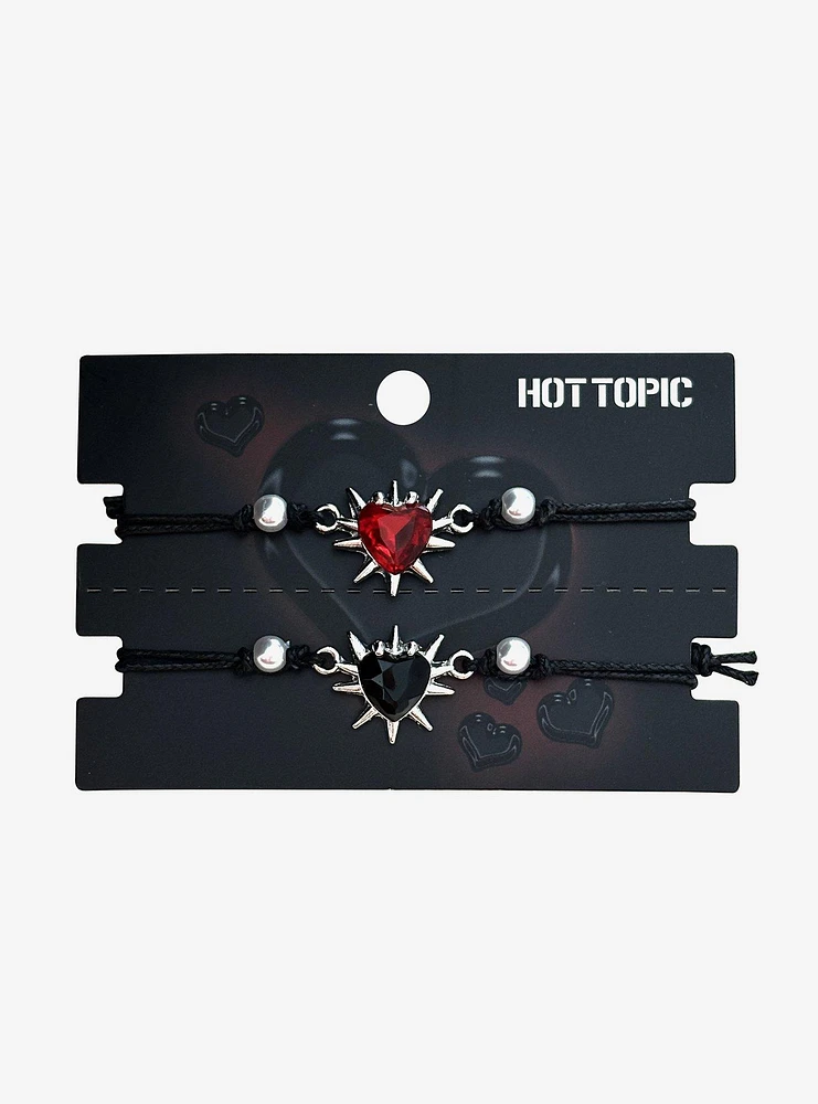 Spiked Hearts Best Friend Bracelet Set