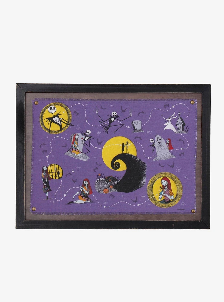 The Nightmare Before Christmas Jack & Sally Map Framed Canvas Wall Art