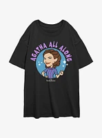 Marvel WandaVision Agatha Cartoon Circle Girls Oversized T-Shirt