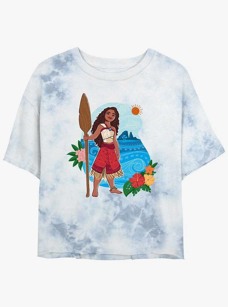 Disney Moana 2 Ready To Explore Girls Tie-Dye Crop T-Shirt