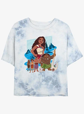 Disney Moana 2 Group Girls Tie-Dye Crop T-Shirt