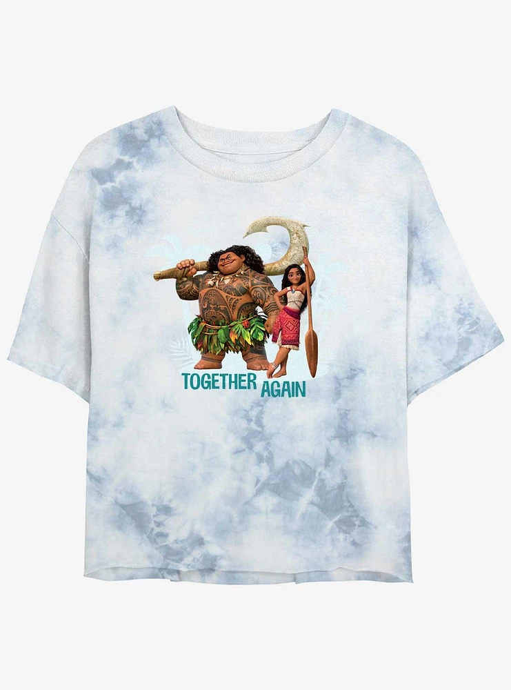 Disney Moana 2 Together Again Maui Girls Tie-Dye Crop T-Shirt