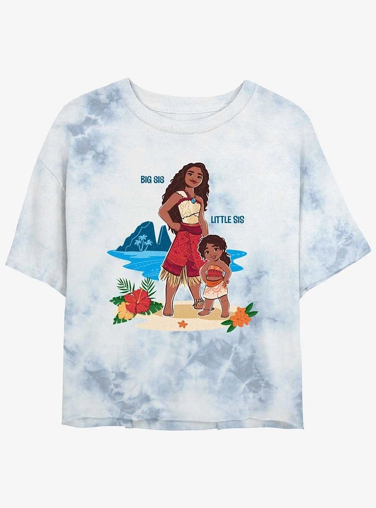 Disney Moana 2 Big And Little Sis Girls Tie-Dye Crop T-Shirt