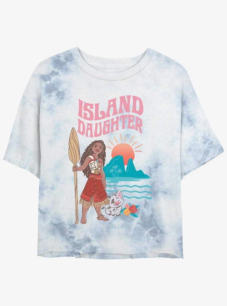 Disney Moana 2 Island Daughter Girls Tie-Dye Crop T-Shirt