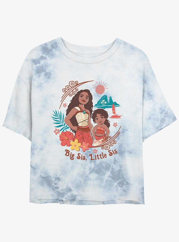 Disney Moana 2 Sisters Girls Tie-Dye Crop T-Shirt