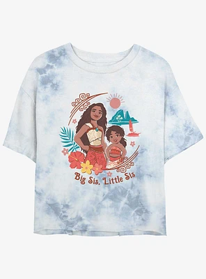 Disney Moana 2 Sisters Girls Tie-Dye Crop T-Shirt