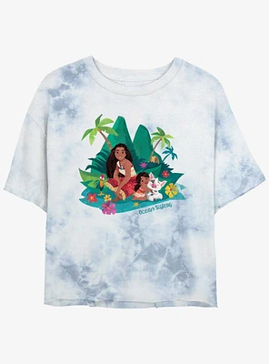 Disney Moana 2 Ocean Sisters Girls Tie-Dye Crop T-Shirt