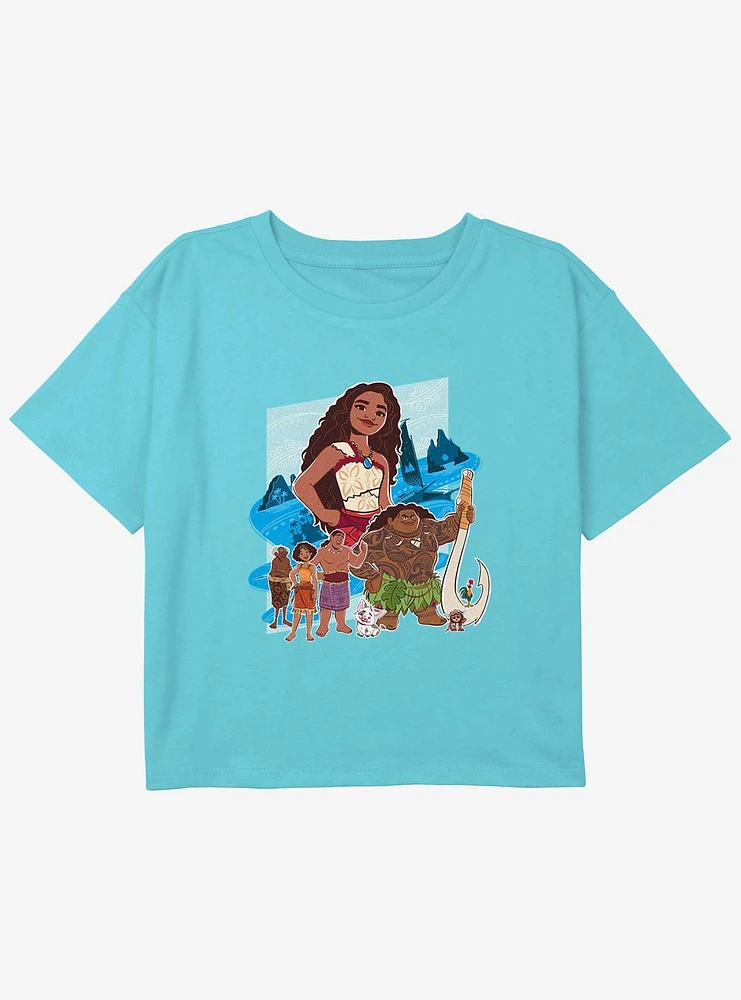 Disney Moana 2 Group Youth Girls Boxy T-Shirt