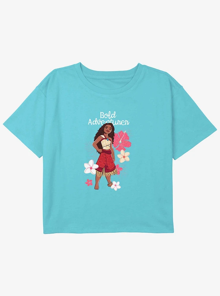 Disney Moana 2 Bold Adventurer Floral Youth Girls Boxy T-Shirt