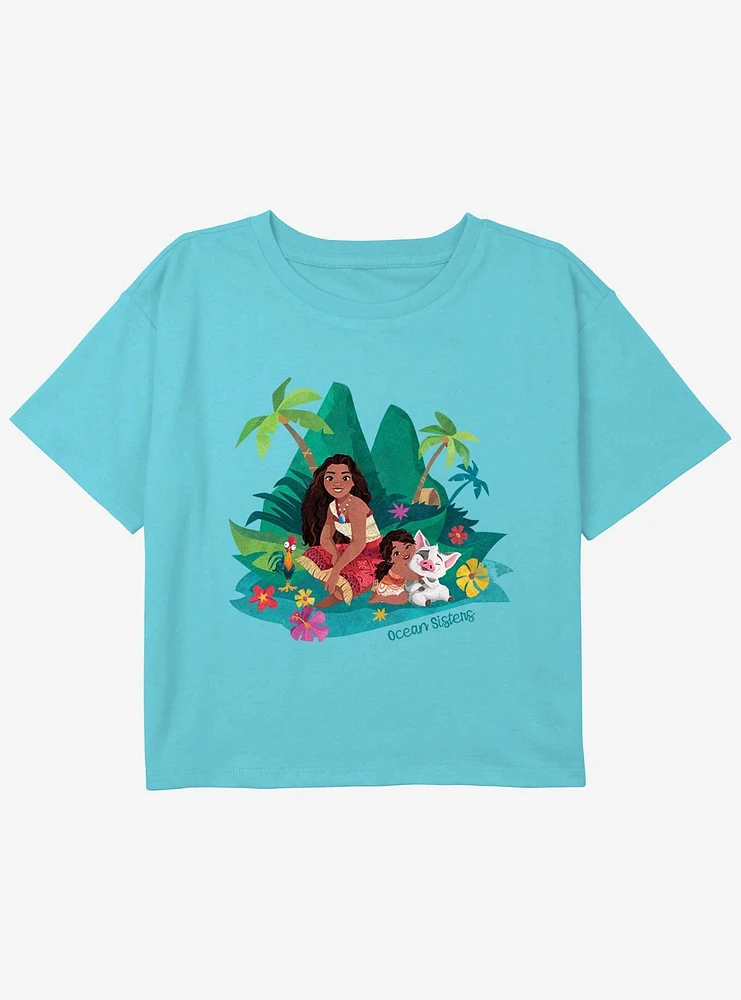 Disney Moana 2 Ocean Sisters Youth Girls Boxy T-Shirt