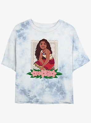 Disney Moana 2 Flowers Womens Tie-Dye Crop T-Shirt