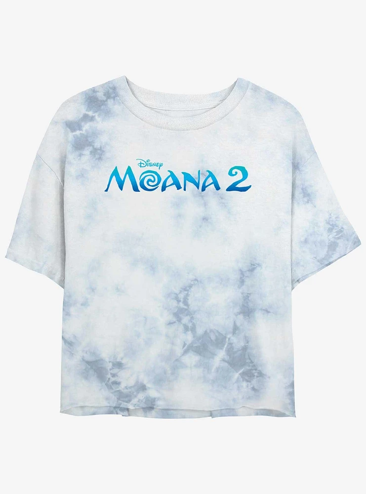 Disney Moana 2 Logo Womens Tie-Dye Crop T-Shirt