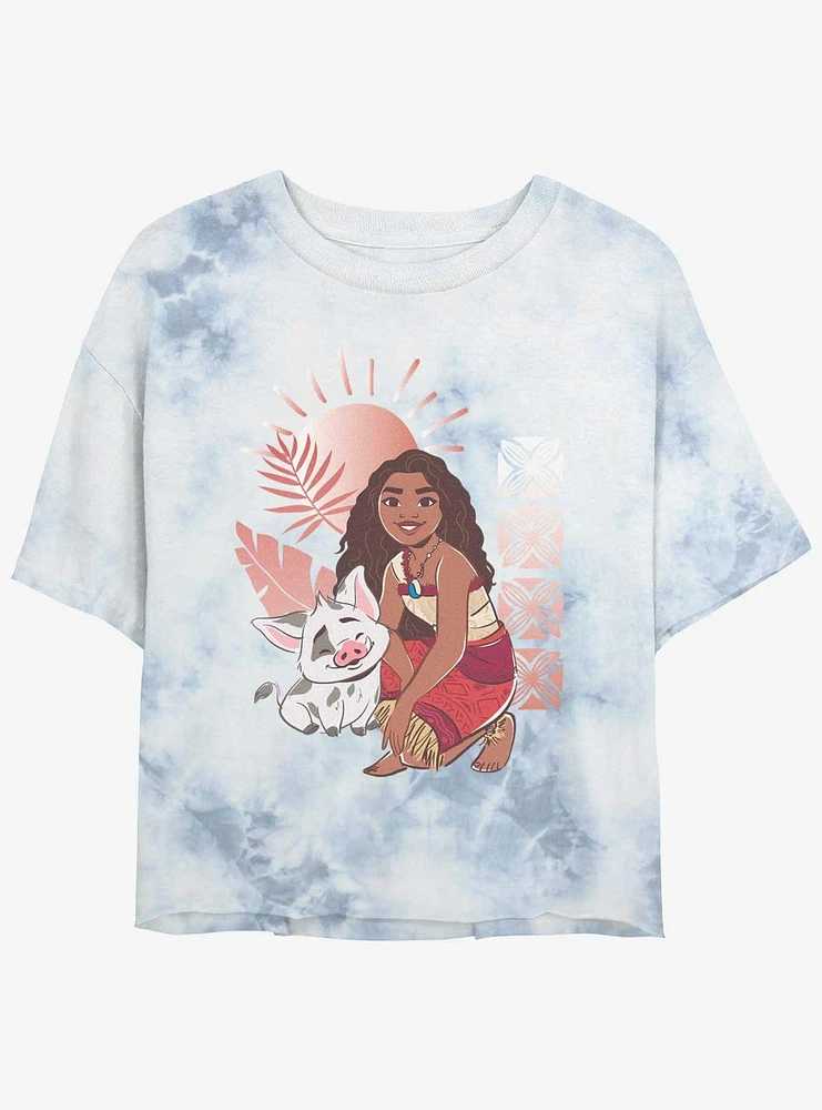 Disney Moana 2 Pua And Womens Tie-Dye Crop T-Shirt