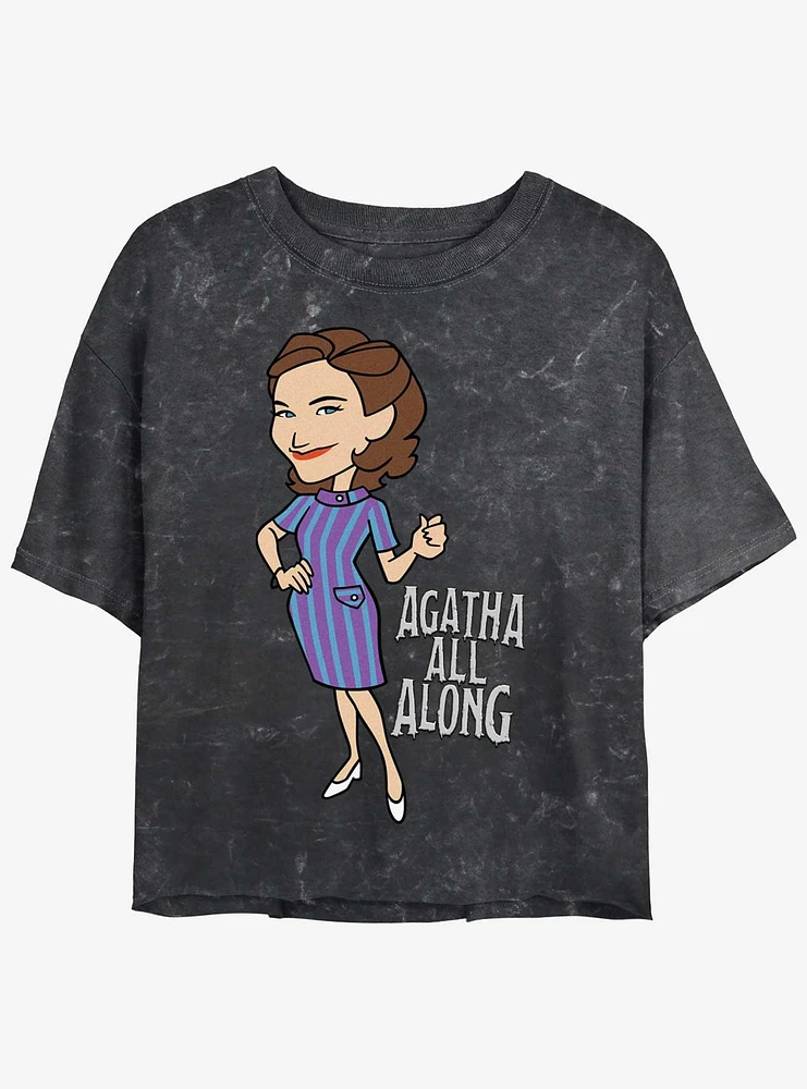 Marvel WandaVision Agatha All Along Girls Mineral Wash Crop T-Shirt